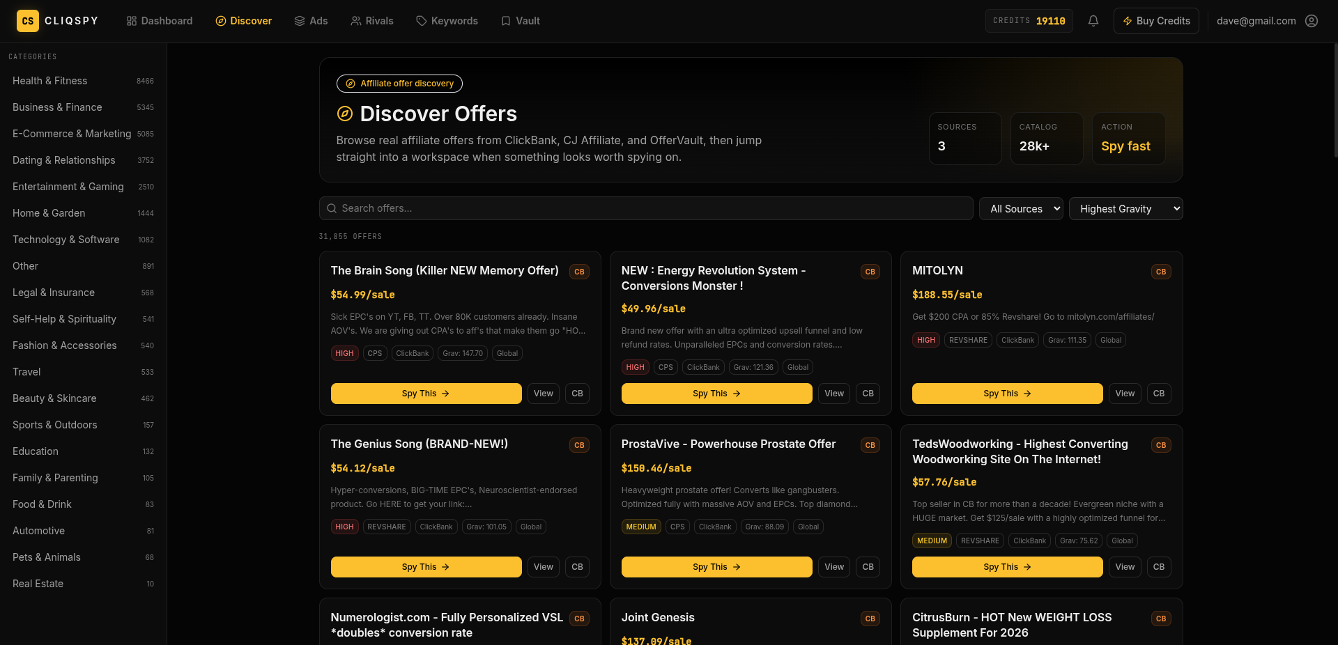 CliqSpy Discover interface